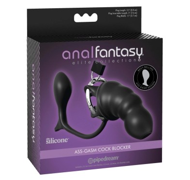 Anal Fantasy - Klatka Na Penisa Z Wtyczką Analną Czarna